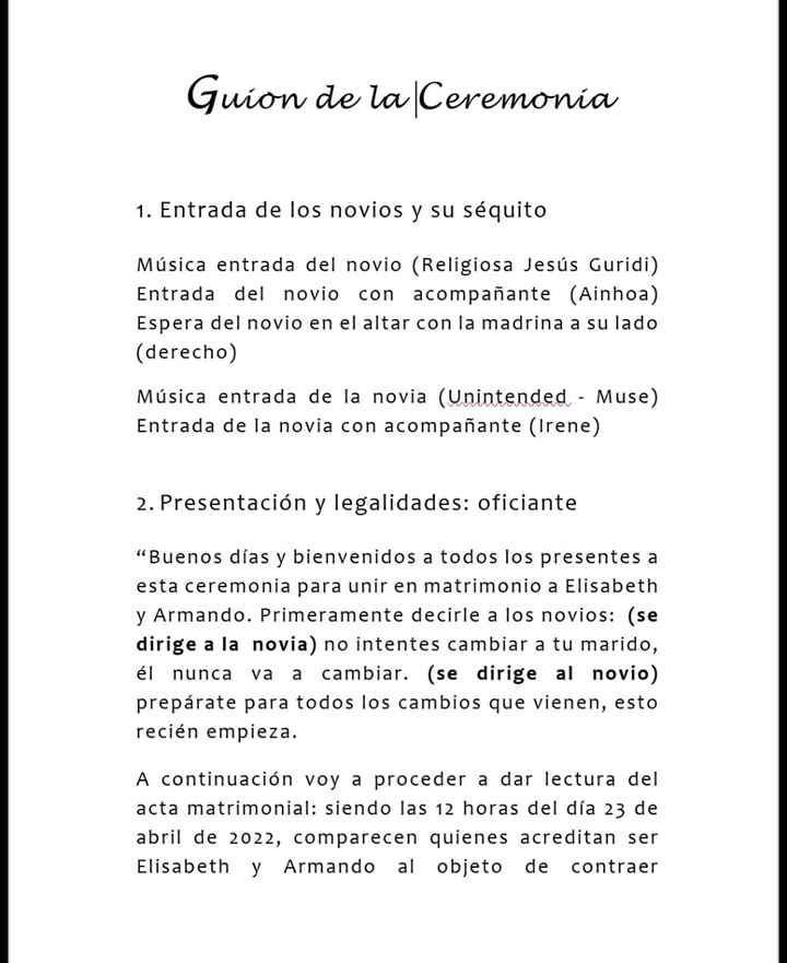 Estructura de una ceremonia civil - 1