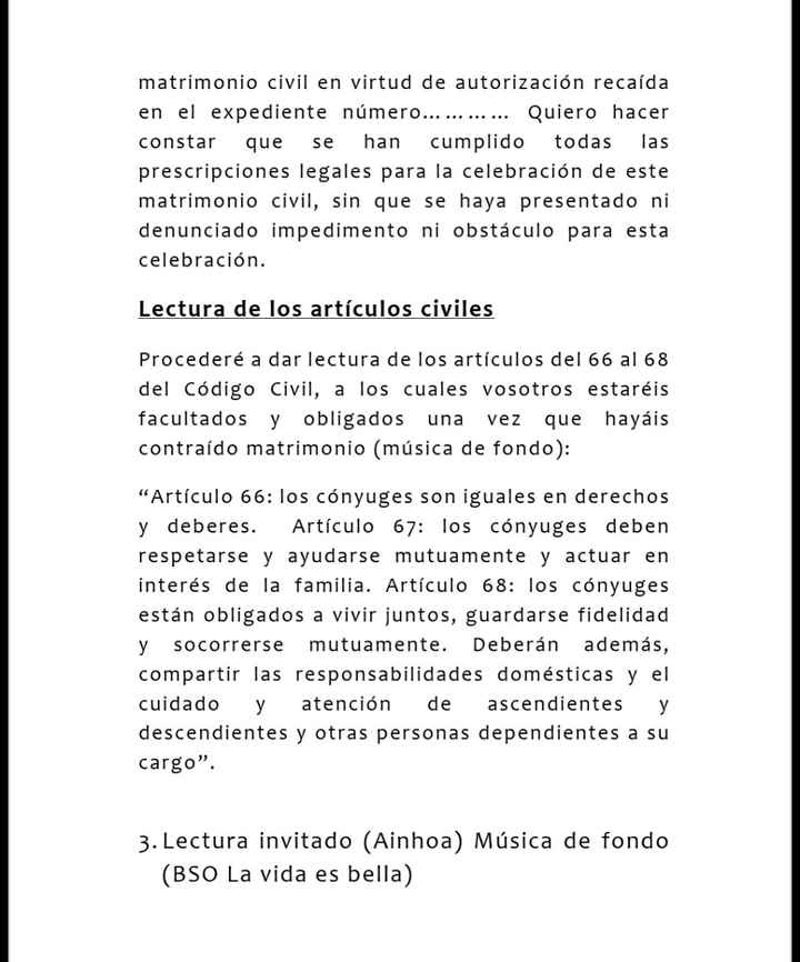 Estructura de una ceremonia civil - 2