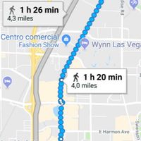 Distancia andando entre Luxor Hotel y Stratosphere