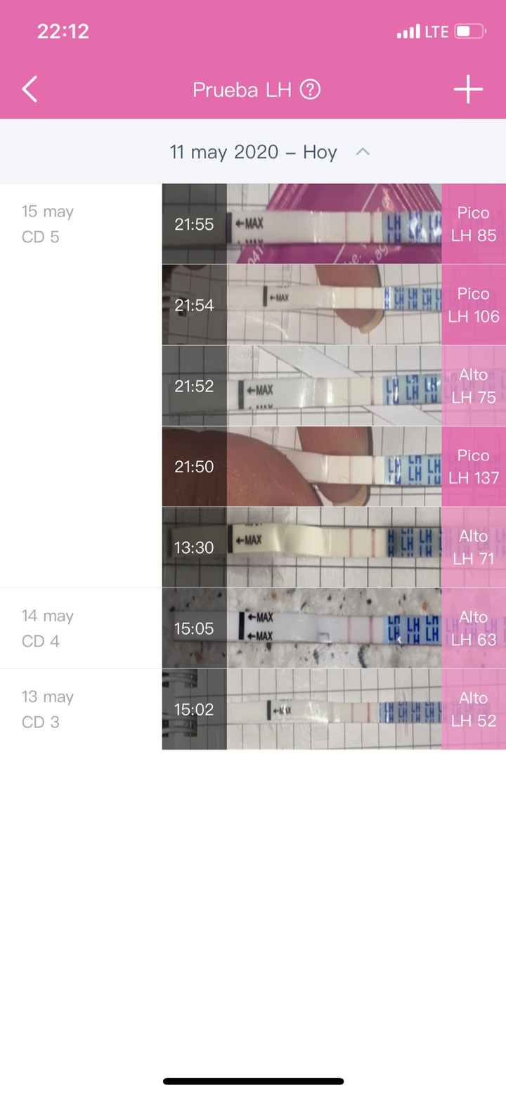Test ovulación positivos durante el periodo 1