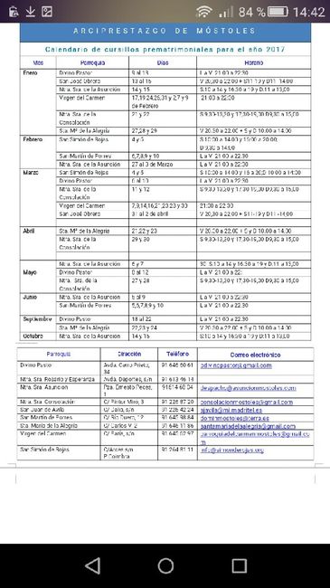 Agenda cursillos prematrimoniales - 1