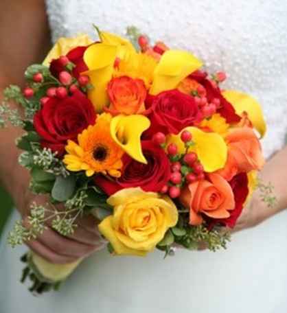 ramo de novia tonos naranja