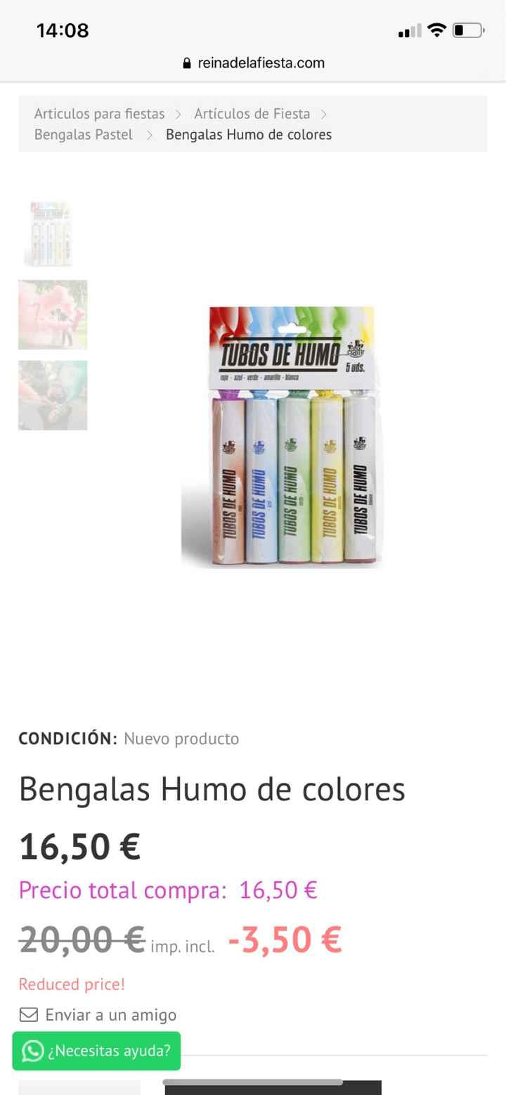 Bengalas humo de colores - 1