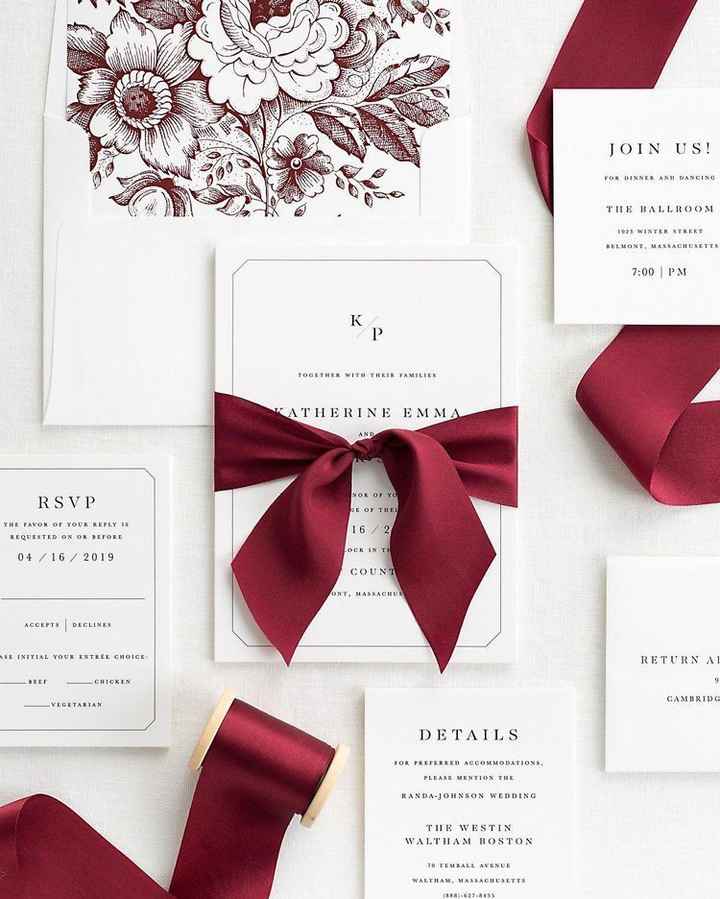 Forros sobre invitaciones (blanco y burdeos) - 1