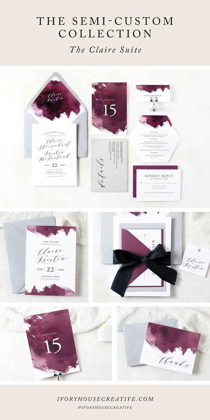 Forros sobre invitaciones (blanco y burdeos) - 2
