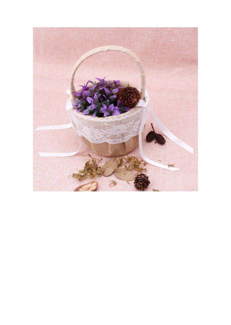 SimpleLife Romantic Bowknot Arpillera Satén Ceremonia de Boda Fiesta Rose Cesta de niña de Las Flore