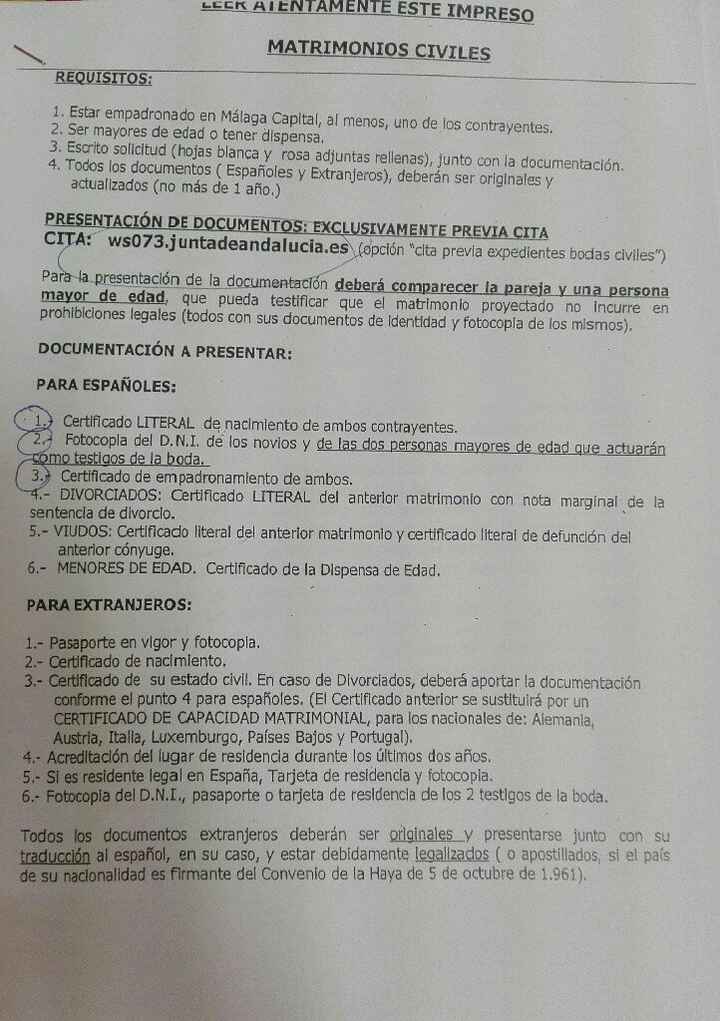 Documentación necesaria registro civil - 1