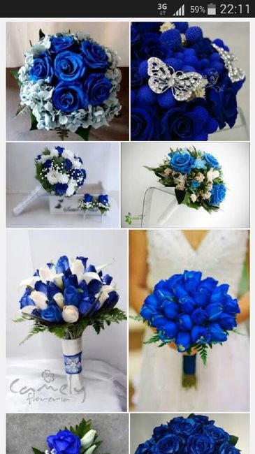 Pendientes azules y ramo. ¿qué flores y qué color? - 1