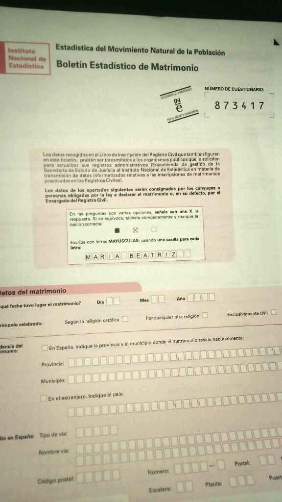 Papeles a entregar para boda civil - 2