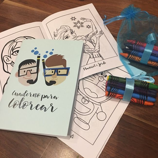 Collage cuaderno + bolsitas de organza