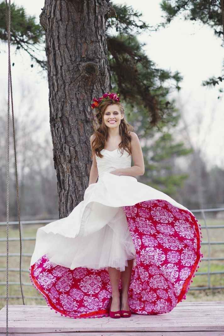 Vestido con forro de color