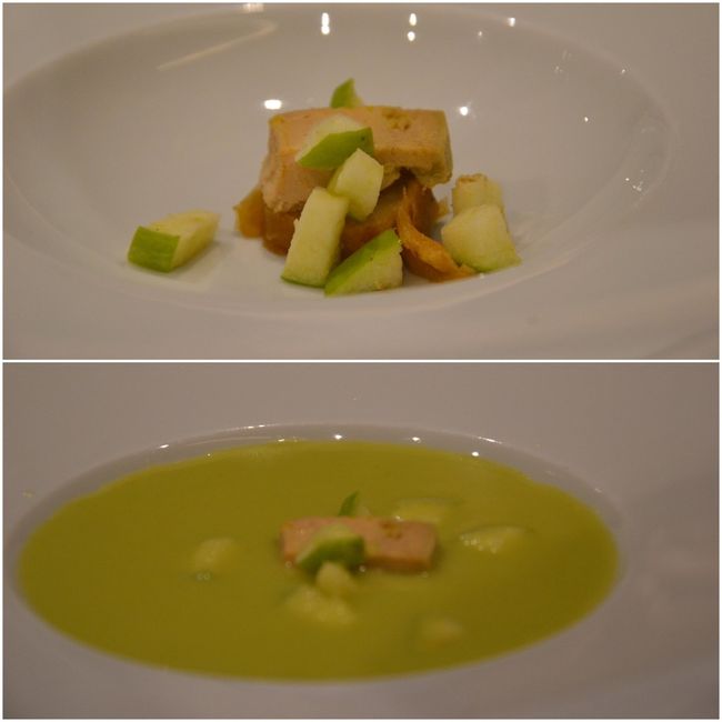 Tatín de foie y gazpacho de manzana verde