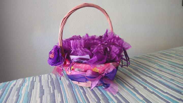 Cesta decorada por mi con los alfileres ya preparados