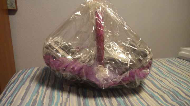 Cesta con los regalos para las mujeres ya colocados