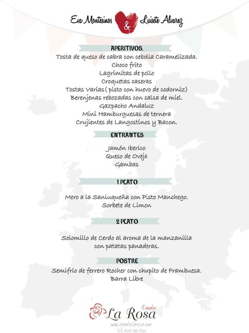 menu personalizado hecho por nosotros tambiÃ©n toda la boda inspirada en un viaje que vamos a hacer