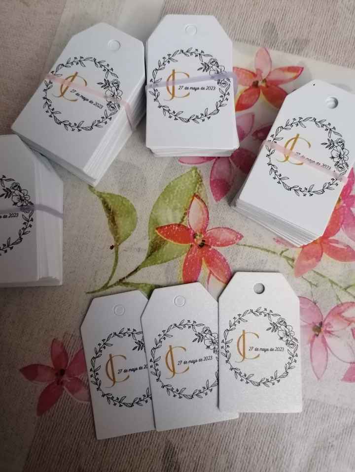 Que poner en la tarjeta o pegatina de los detalles? - 1