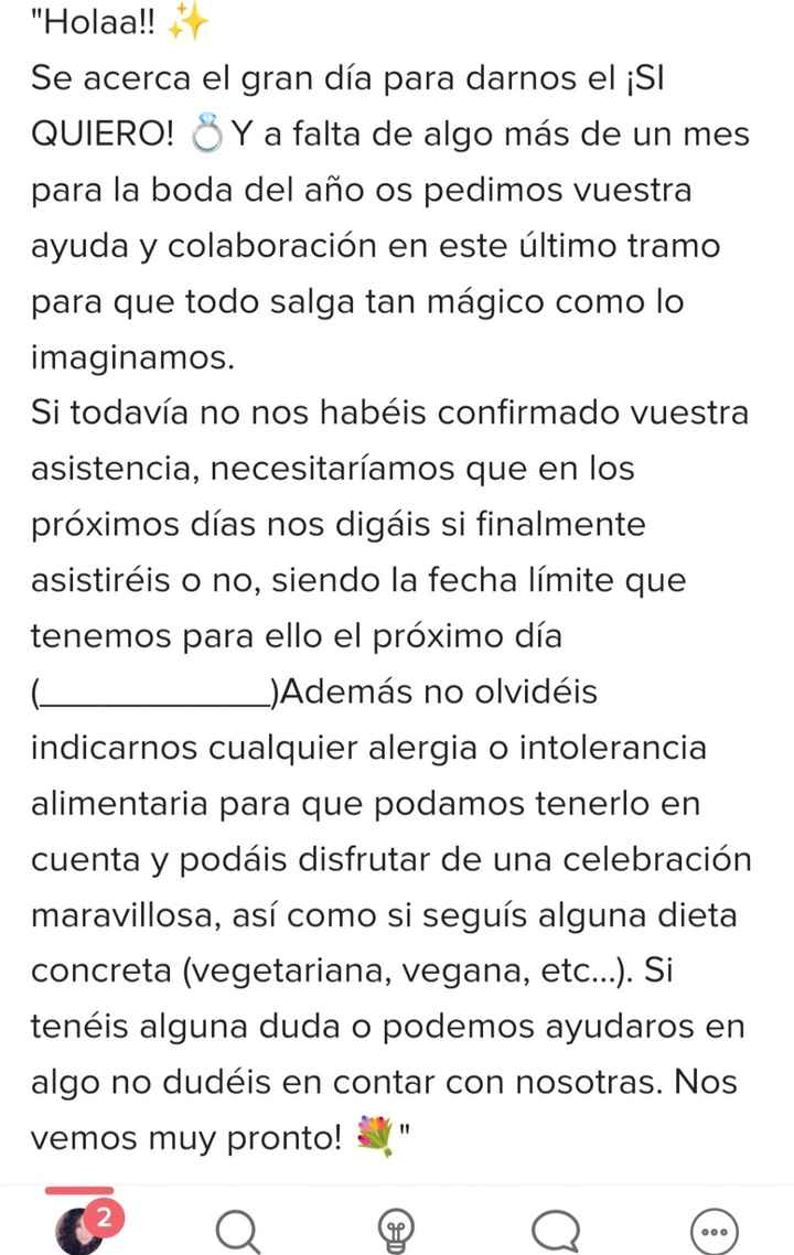 Ideas mensaje confirmación - 1
