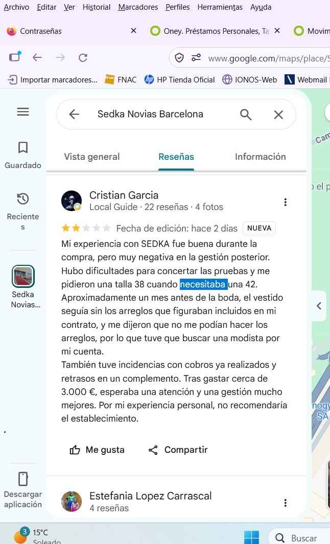 Tienda Vestidos con problemas en arreglos. - 1