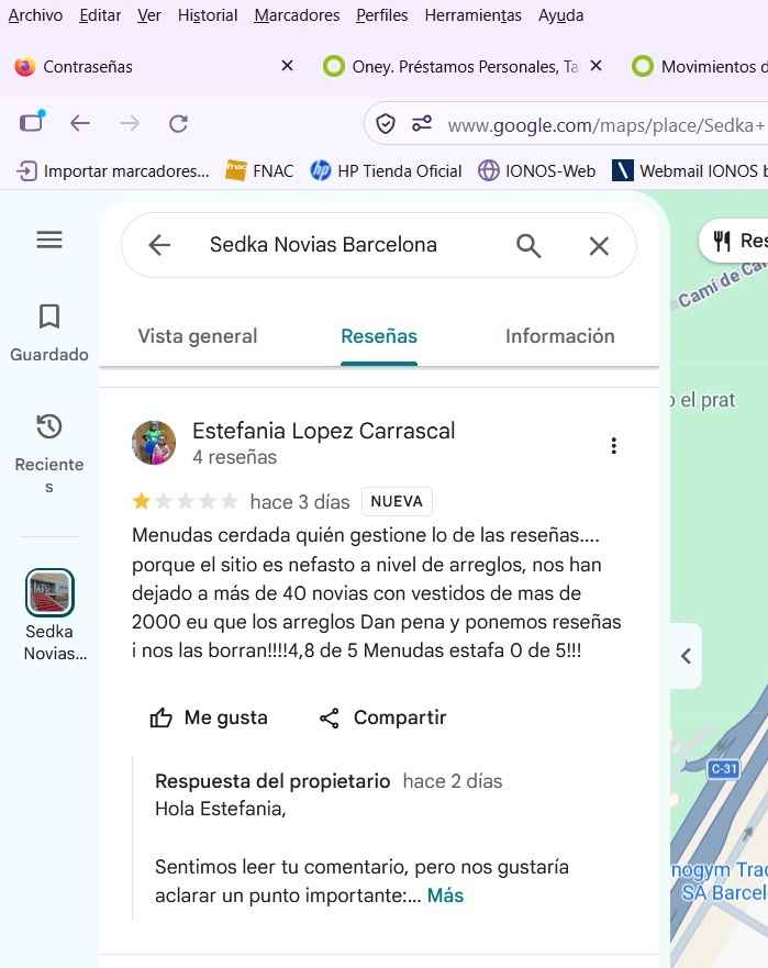 Tienda Vestidos con problemas en arreglos. - 2