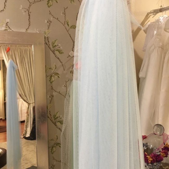 Velo tul azul de Vintage Bodas