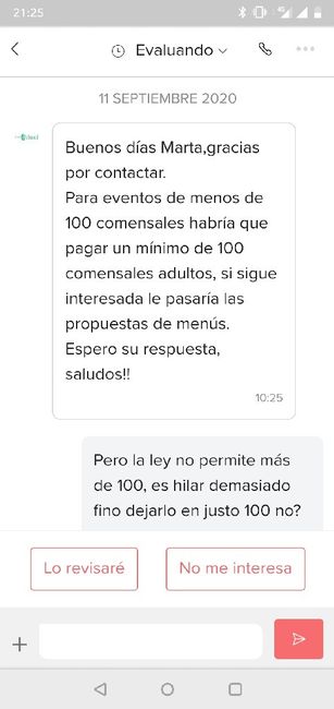 ¿Os cobra el catering por bajar de 100 invitados en plena pandemia? - 1