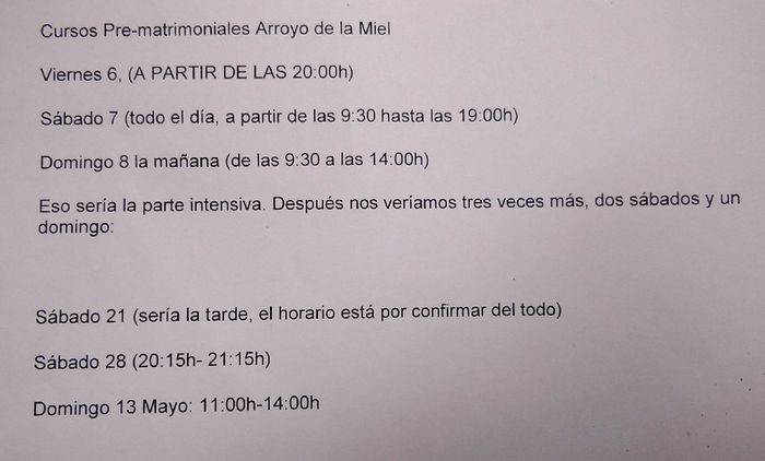  Cursillos prematrimoniales en Benalmádena:fechas - 1