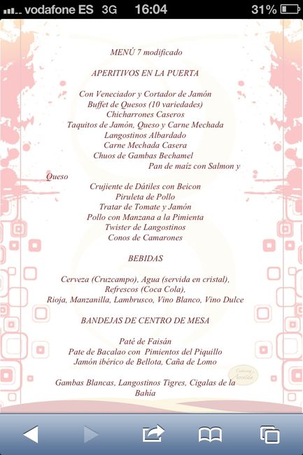 menu de boda