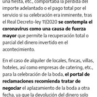 Reembolso cancelación boda - 1