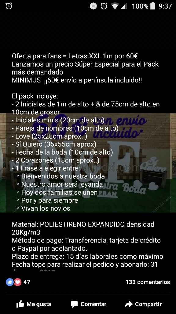 Oferta facebook chalin letras - 1