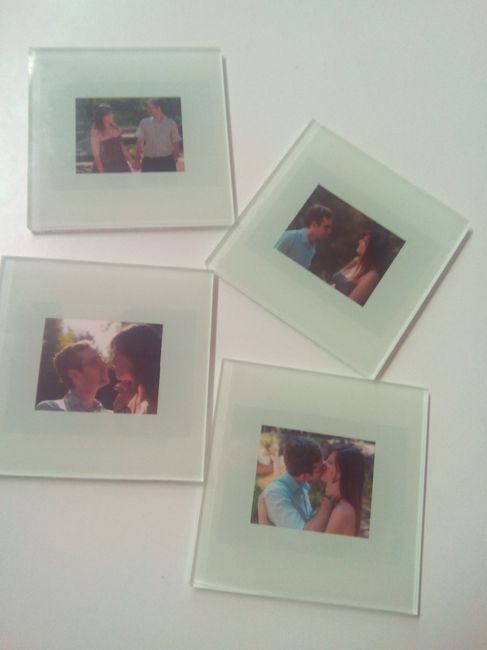 Posavasos personalizados con fotos de la Preboda, detallito para nuestros padres