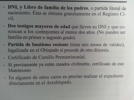Papeles que necesita la iglesia - 1