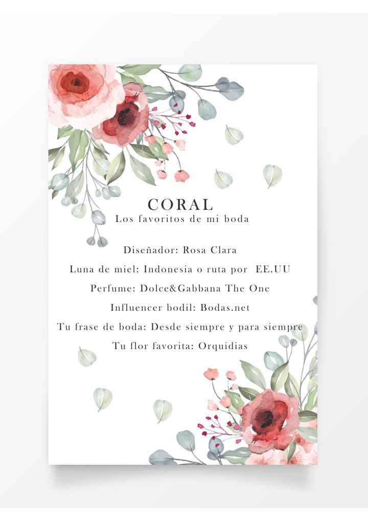 Coral: Los favoritos de mi boda - 1