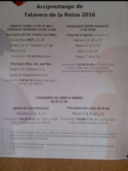 Alguien sabe fechas de cursos prematrimoniales en talvera o toledo?? - 1