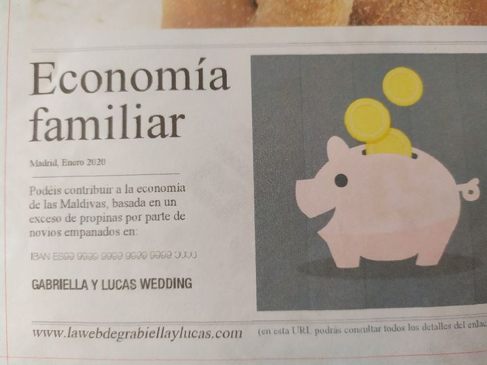 Número de cuenta en la invitación de boda ¿sí o no? 1