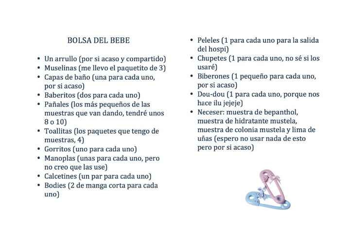 Lista bolsa del bebe