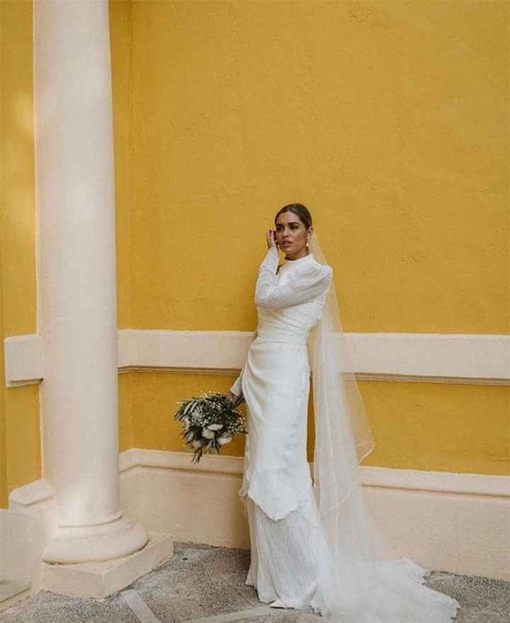 Velo en vestido sin cola para ceremonia civil - 1