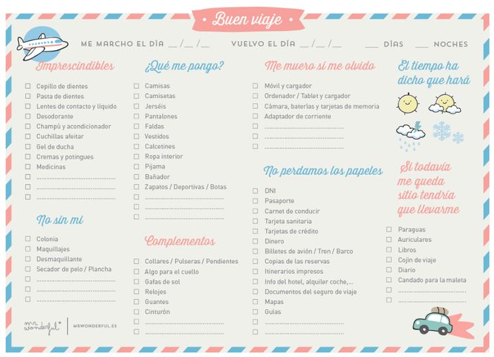 Listado de cosas para el Viaje 2