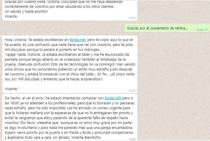 excusas a través de whats app