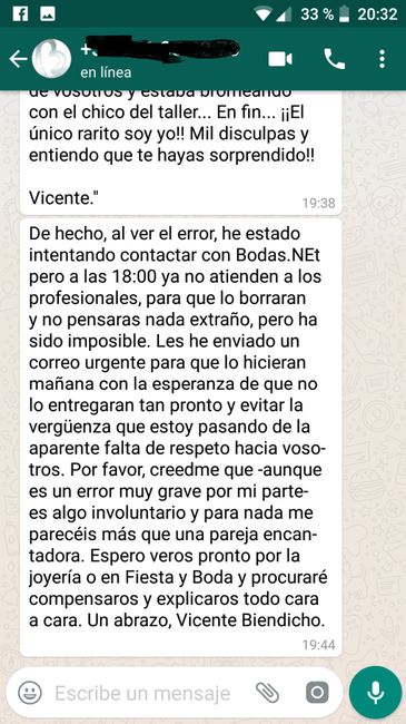 excusas a través de whats app