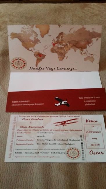 Invitacion estilo billete de avión,