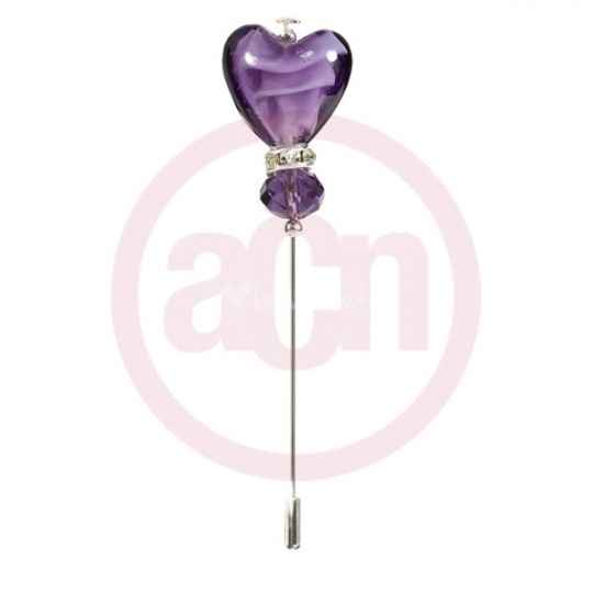 Alfiler corazón malva