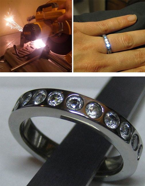 anillo que brilla cuando el novio se acerca