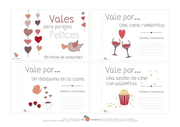 Imprimibles para San Valentín: vales regalo