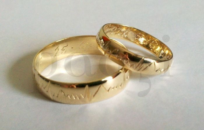 Alianza de boda Señor de los Anillos Élfico, en oro o plata