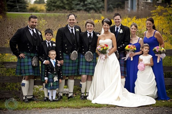 Preparándose Para Una Boda Escocesa. Dos Hombres En Kilts