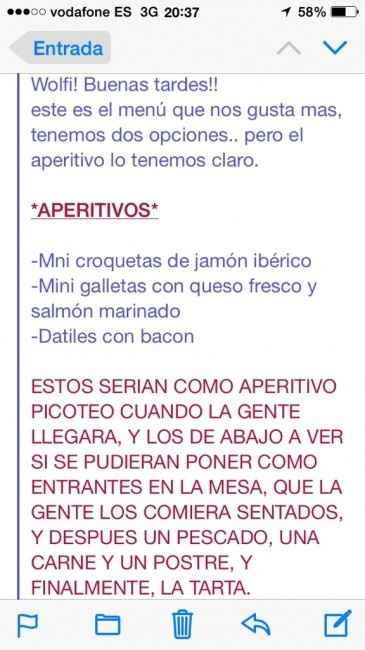 Menú de la boda - 1