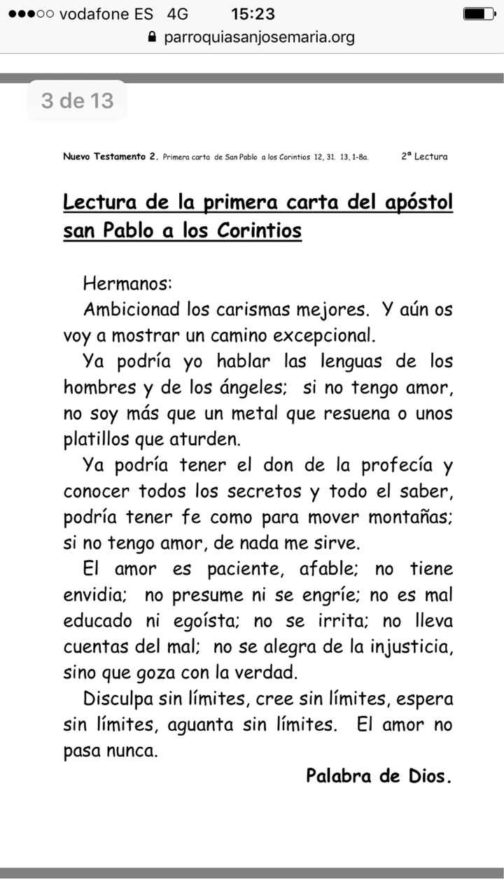 Texto bíblico para que una invitado la lea en la ceremonia por la iglesia - 1