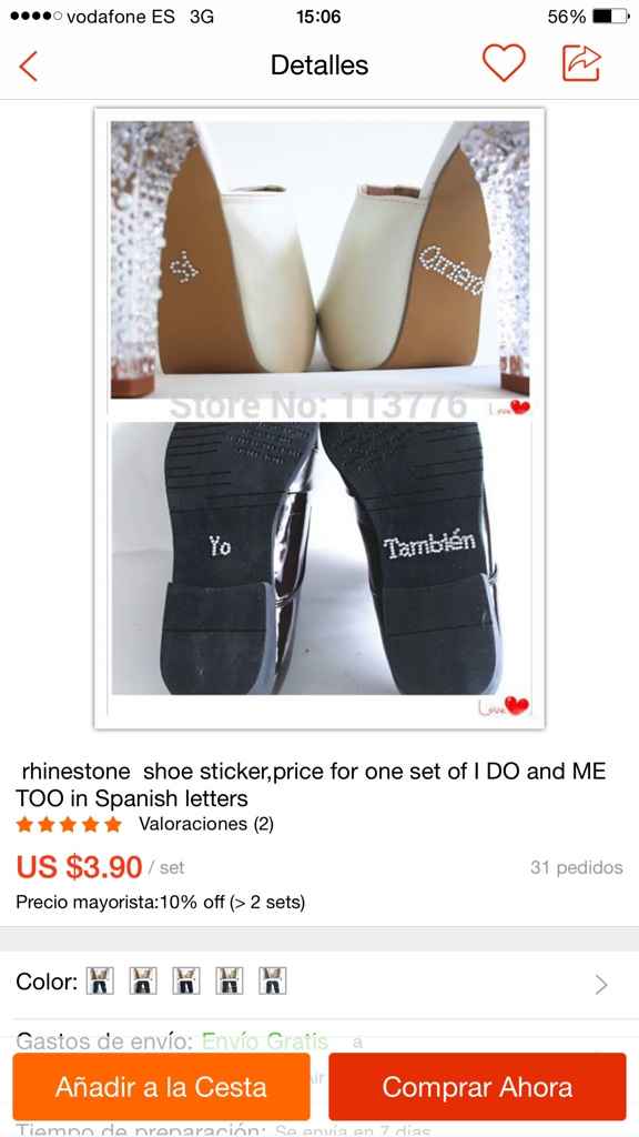 Pegatinas "si quiero"para los zapatos de los novios - 1