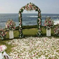 Arco de flores en césped