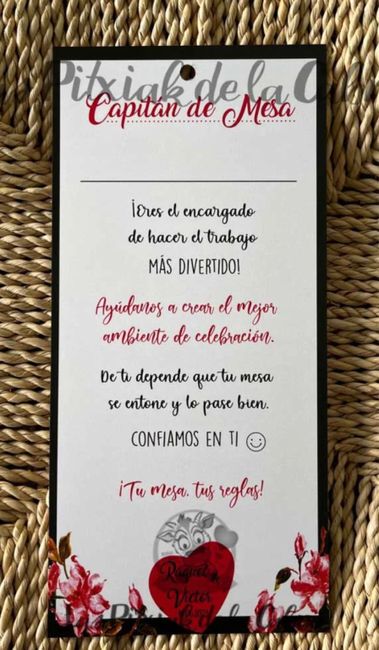 Tarjetas capitan de mesa 8